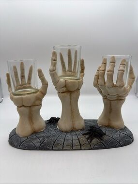 Yankee Candle Beige Skeleton Hand Triple Votive Holder